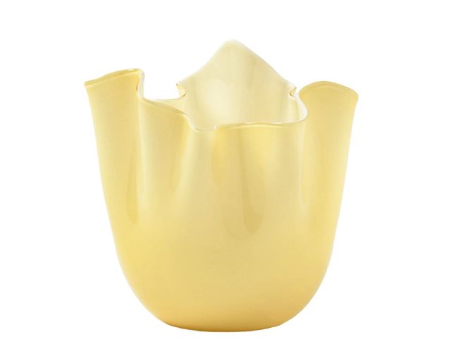 Vaso fazzoletto vetro di murano opalino burro