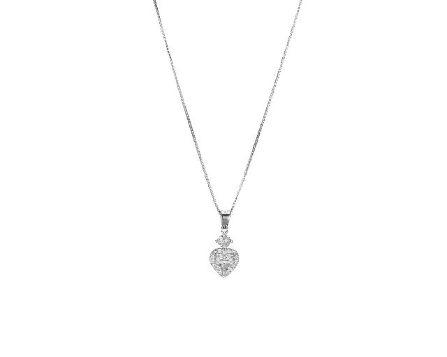 Collana argento con pendente cuore zircone bianco