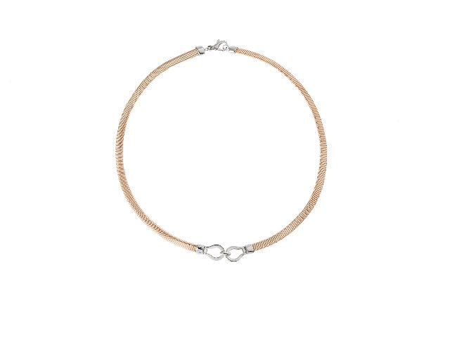 Necklace silver tubogas with central interlacing