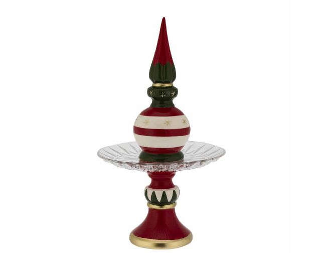 Idea regalo natale puntale natalizio con alzata in vetro