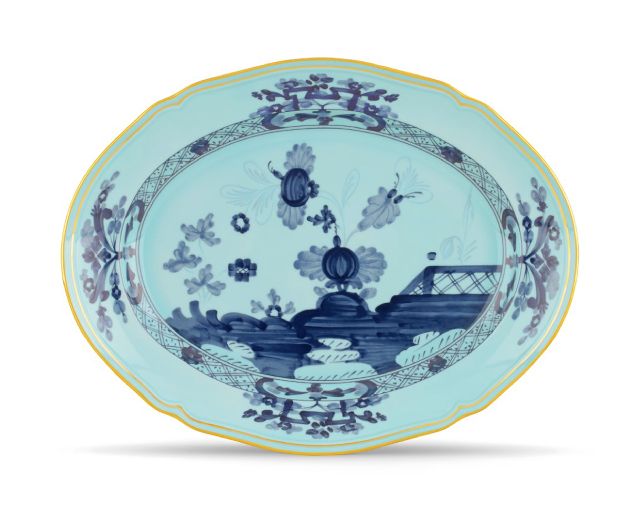 Oval tray oriente italiano iris porcelain