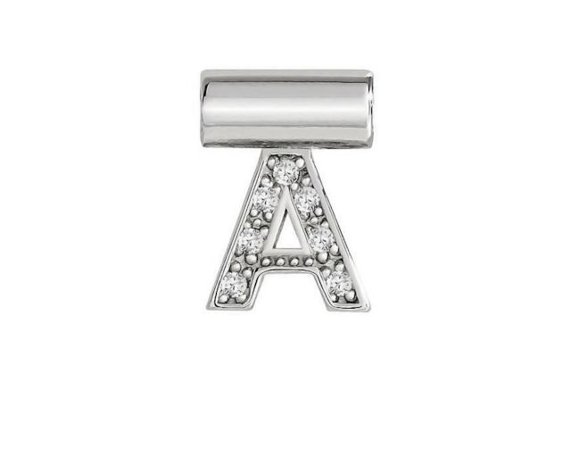 Charm seimia silver a letter with zircons