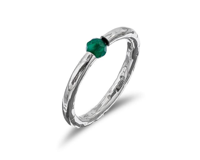 Anello dafne argento e agata verde