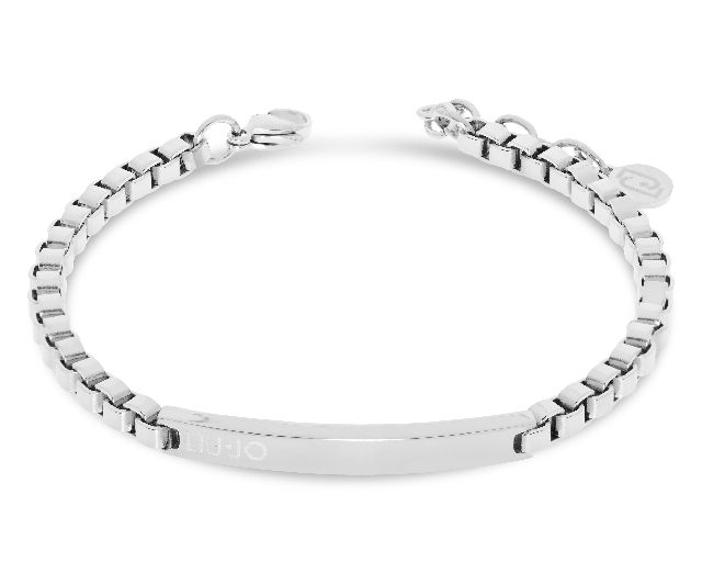 Bracciale uomo acciaio maglia quadra piastrina centrale