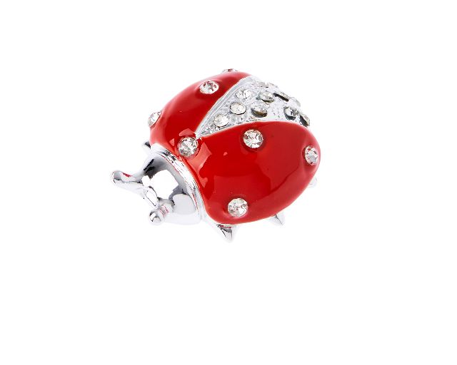 Figurina coccinella rossa con cristalli