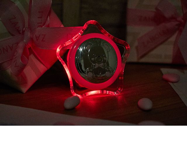 Night Lamp Teddy Bear Pvd Silver Star Pink Selezione Zanolli 176549 875pu8606r