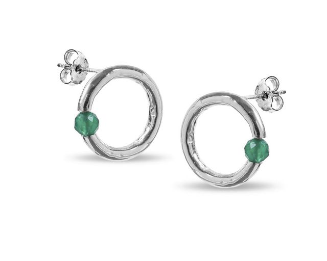 Earrings dafne silver and green agate