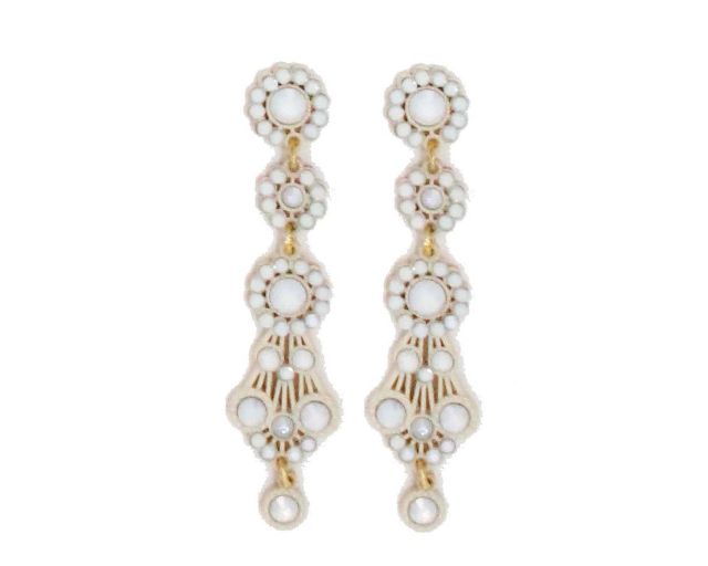 Orecchini in ottone dorato con strass bianchi