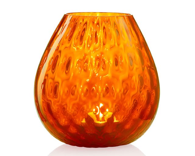 Candle holder vase macramè l murano glass orange