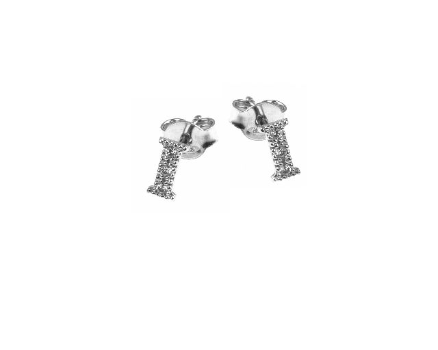 Earrings i letter silver with zircons