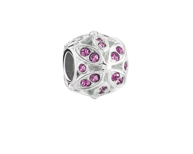Charm colori argento fiore con luce ametista