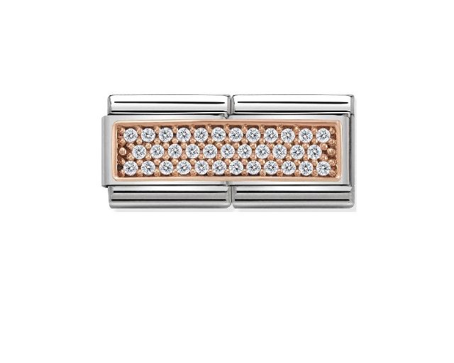 Bianco composable acciaio oro rosa 375 e zirconi