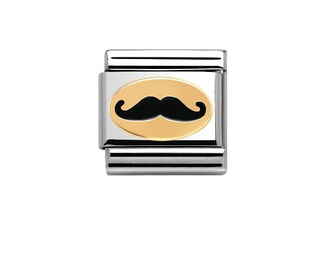 Moustache composable steel gold and enamel