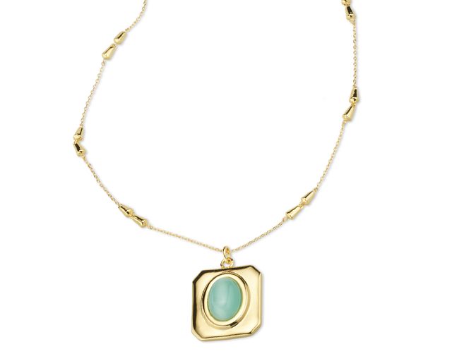 Collana Ottone Finitura Oro Con Occhio Di Gatto Verde Acqua Sovrani 190066 814j11872
