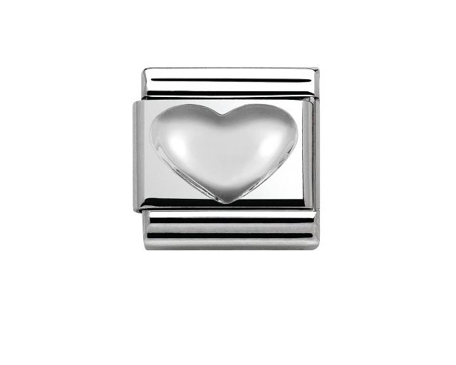 Raised heart composable steel and silver