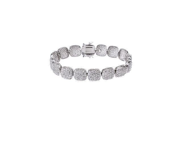 Bracciale argento con quadrati di zirconi bianchi