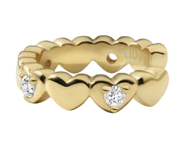 Ear cuff argento dorato cuori con zirconi