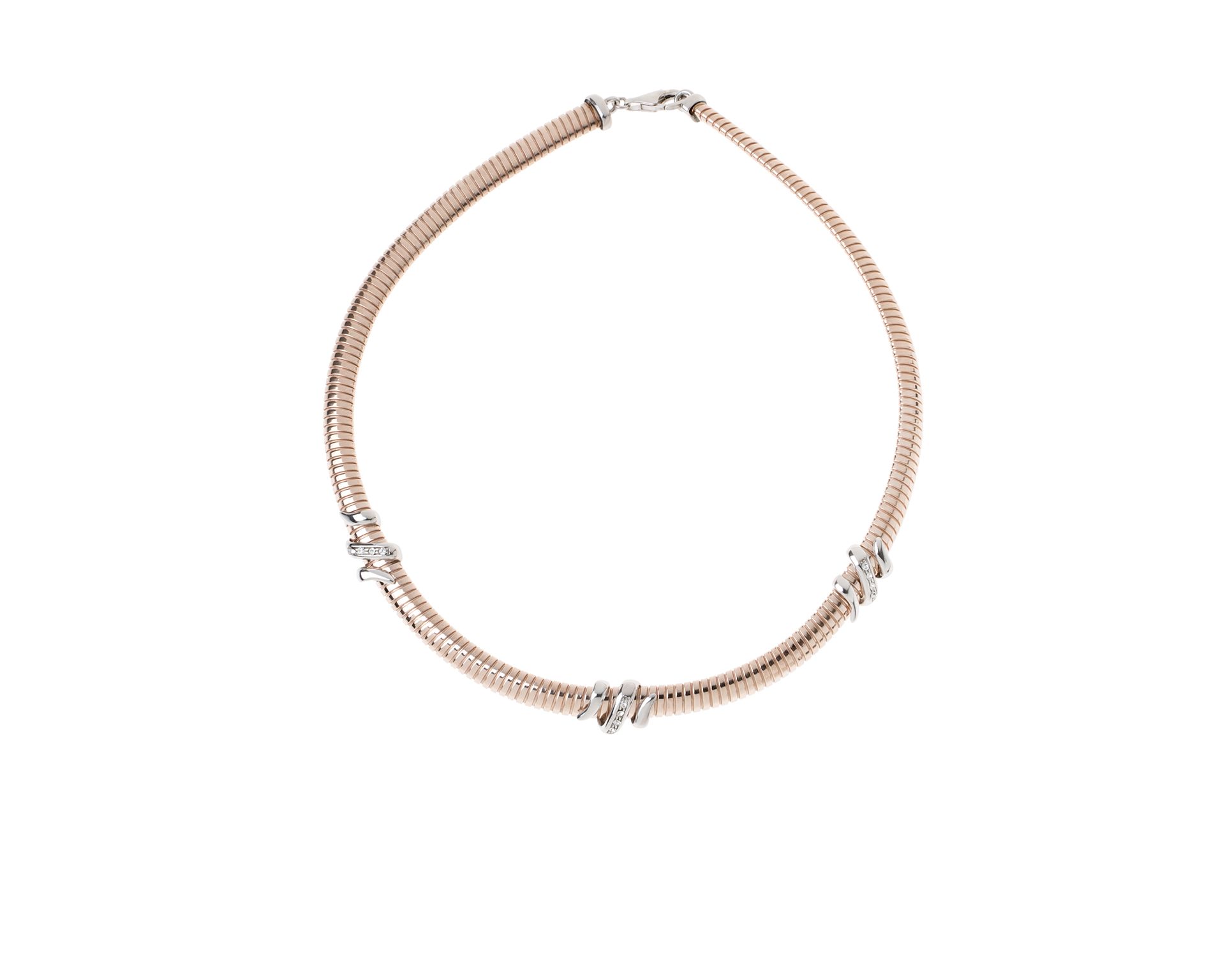 Necklace Silver Tubogas With White Crystals Selezione Zanolli 164622 834cf1717rhr
