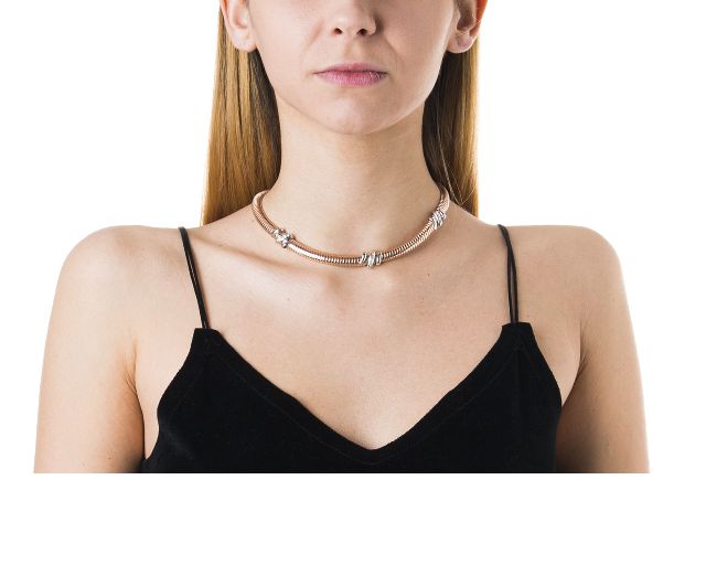 Necklace Silver Tubogas With White Crystals Selezione Zanolli 164622 834cf1717rhr