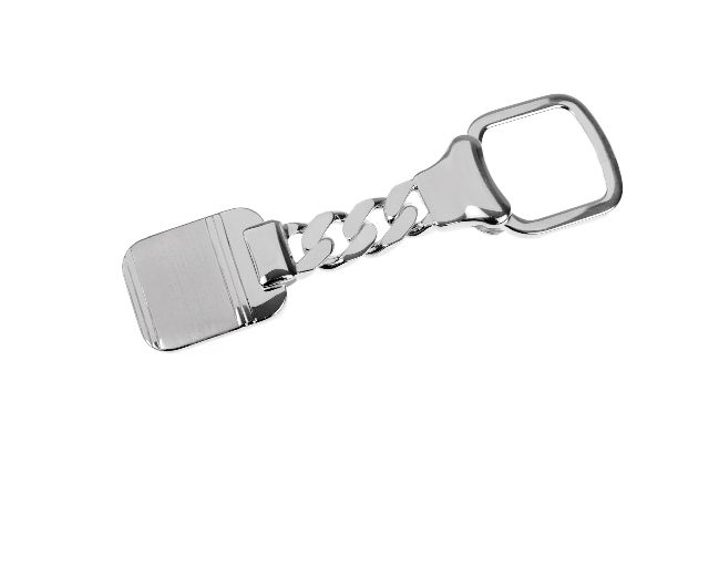 Portachiavi argento con piastrina rettangolare lucida e satinata