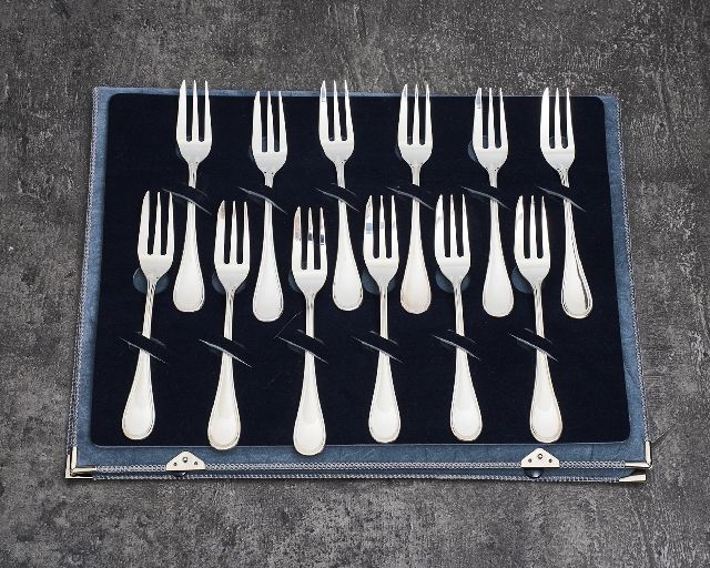 Set forchette torta/dolce argento 241 grammi 12 pezzi usato ricondizionato