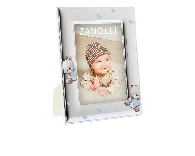 Picture frame orsetti cuori pvd silver blue