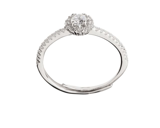 Ring silver with zircons