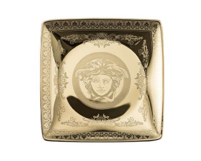 Square bowl golden medusa porcelain