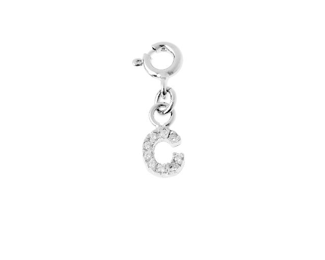 C letter charm silver with zircons