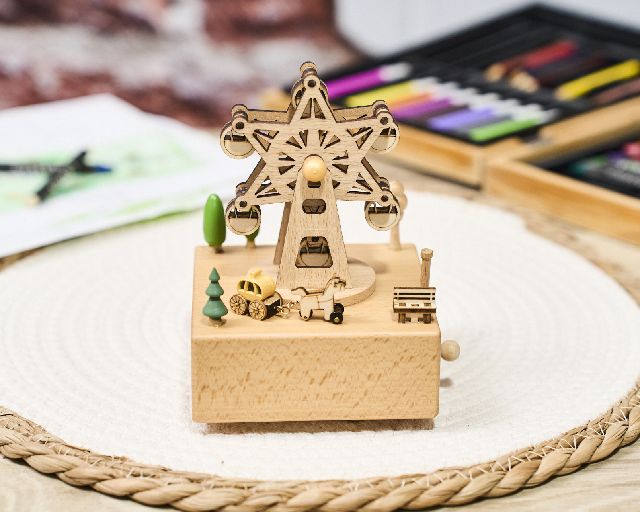 Idea regalo natale carillon ruota panoramica in legno