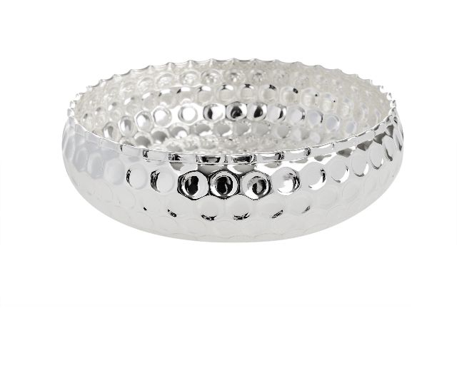 Ciotola silver plated con decorazione pallini