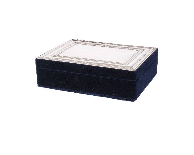 Jewellery box silver and blue velvet