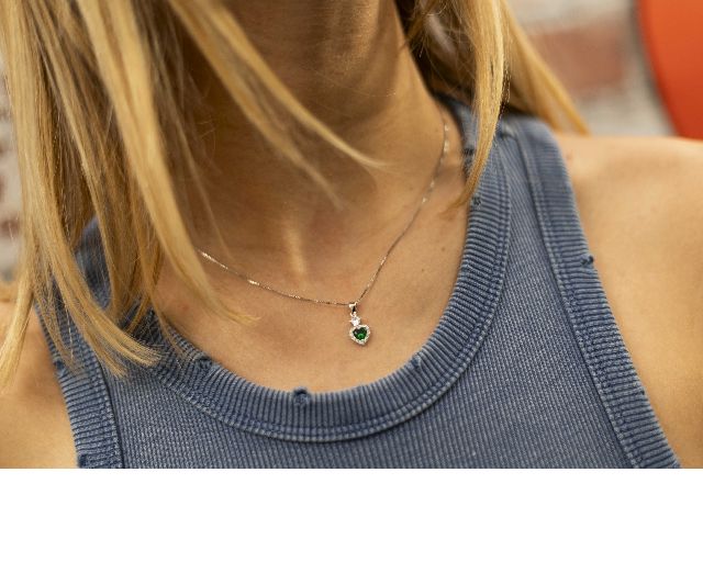 Necklace Silver With Emerald Zircon Sovrani 185587 814j10242