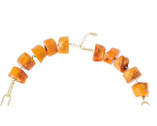 Collana Argento Dorato Con Bamboo Arancio Selezione Zanolli 183744 726cl2941a