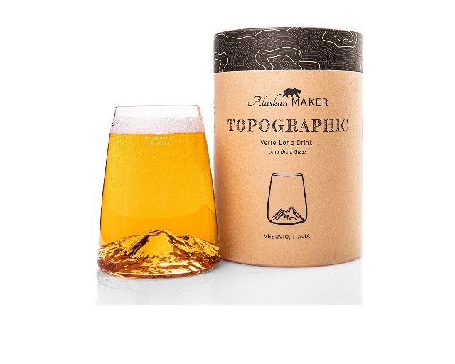 Long Drink Glass Topographic Vesuvio Alaskan Maker 189455 200vdv