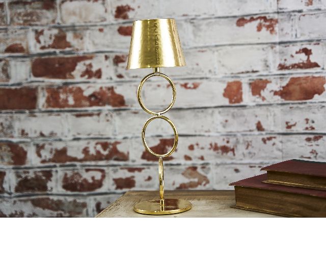 Lampada mizar dorata con stelo ad anello