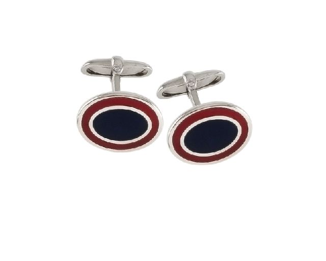 Cufflinks silver red and blue enamel