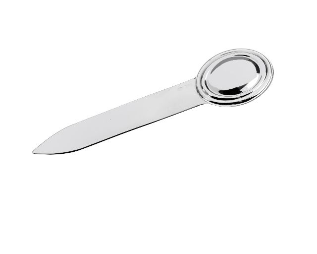 Tagliacarte argento con borchia ovale