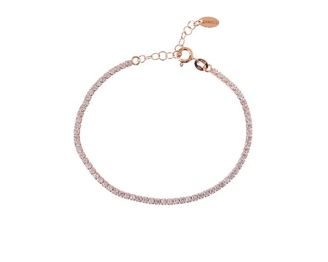 Bracciale tennis argento rosè con zirconi bianchi