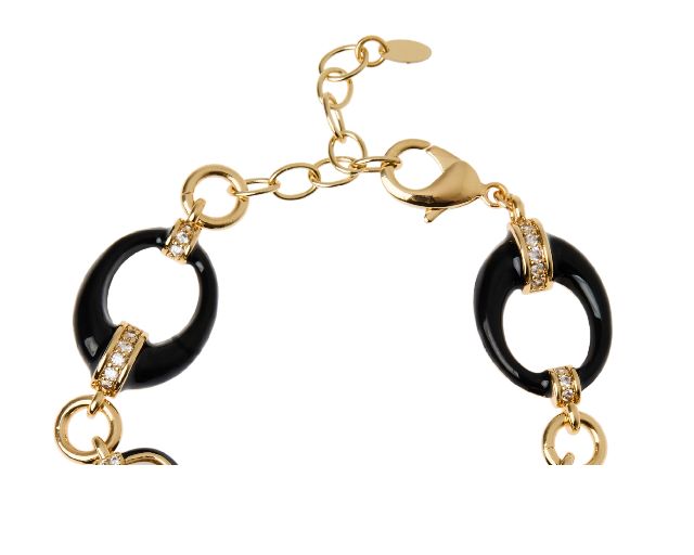 Bracelet Brass With White And Black Agate Black Enamel And Zircons Sovrani 188170 814j10851