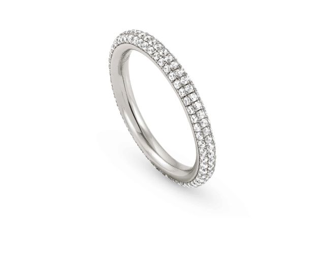 Fedina endless argento con rivestimento rodio bianco e zirconi