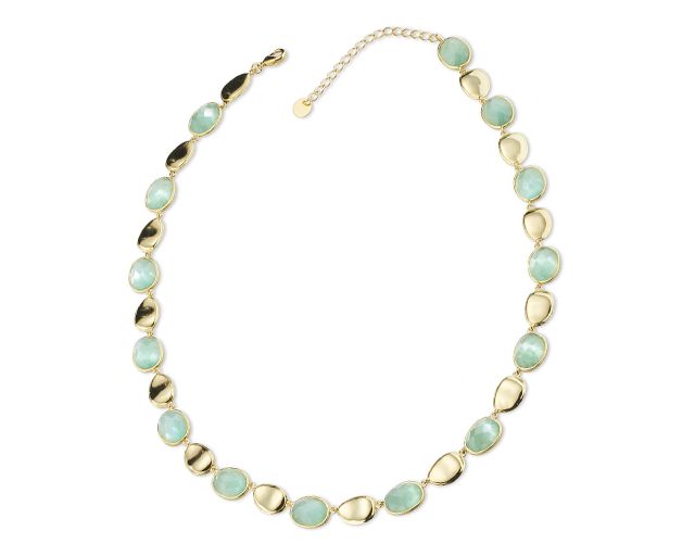 Collana Ottone Finitura Oro Con Occhio Di Gatto Verde Acqua Sovrani 189996 814j11800