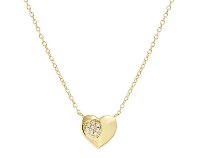 Collana petit sparkle argento dorato cuore e zirconi