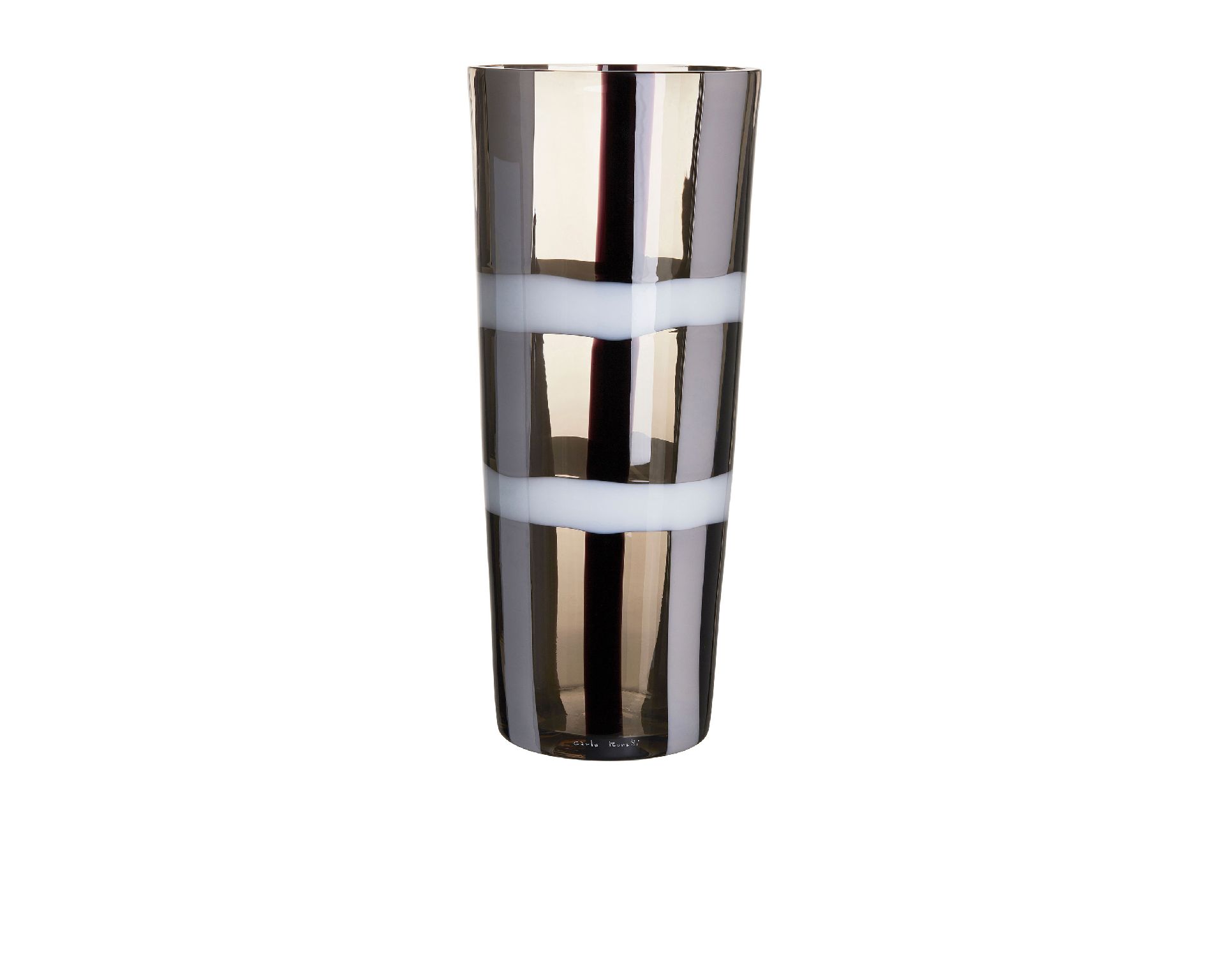 Vase Troncocono Murano Glass Milk White Black And Grey Carlo Moretti 137700 6771741mlng