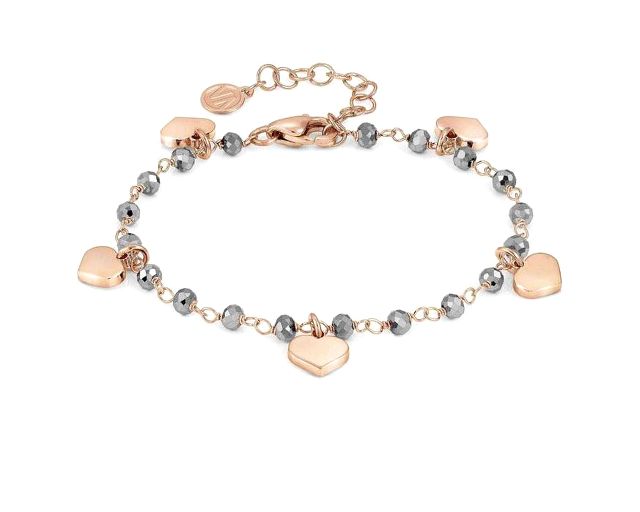 Bracelet mon amour silver with hearts and silver crystals