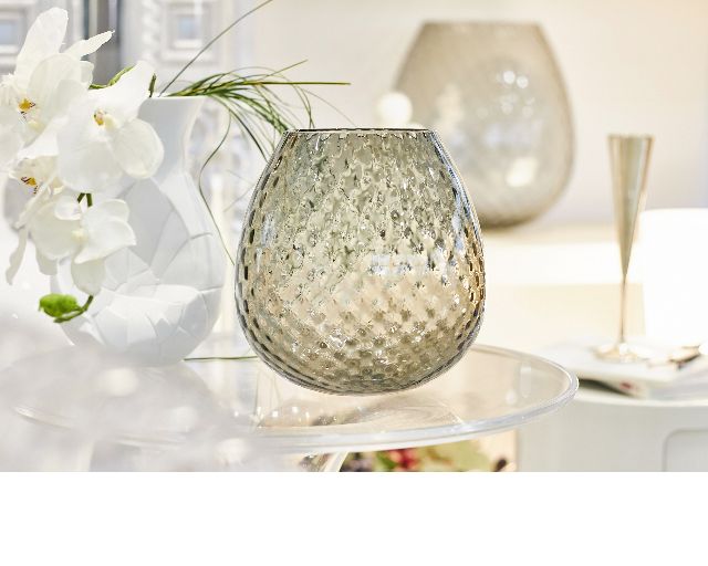 Vaso Portacandela Macrame Xl Vetro Di Murano Color Grigio Nasonmoretti 174187 843macramexlosb