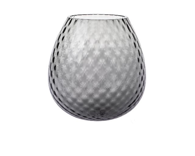 Vaso portacandela macramè xl vetro di murano grigio