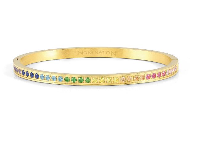 Bracelet pretty bangles steel golden with multicolored zircons