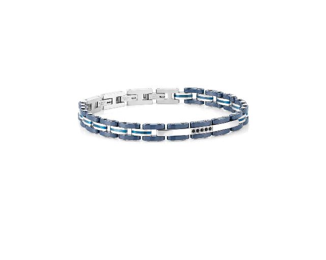 Bracelet strong steel with black zircons