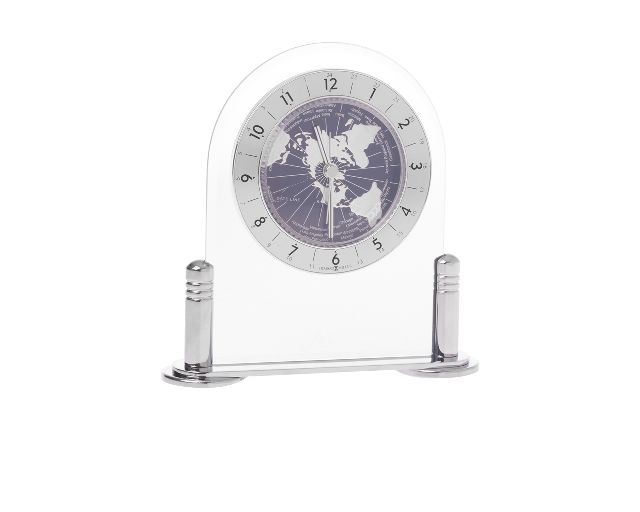 Table clock with blue world
